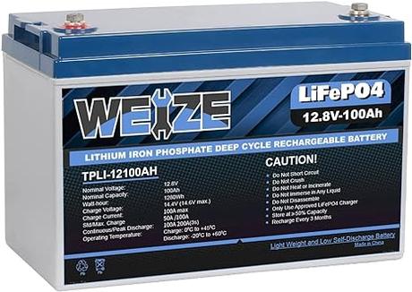 WEIZE-12V-100AH-LiFePO4-Lithium-Battery