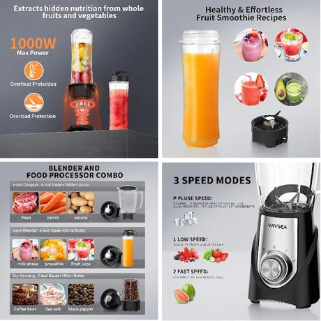 Image: 3-IN-1 Kitchen Personal Blenders and Grinder Combo for Protein Drinks & Smoothies