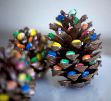 Pine Cones Turned into Christmas decorations