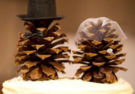 Pine Cones Turned into wedding toppers