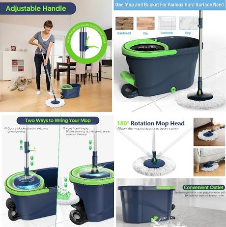 Image: Spin Mop and Bucket with Wringer Set