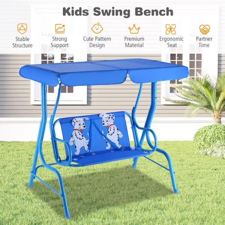 Image: Kids 2-Person Patio Canopy Swing - Puppy