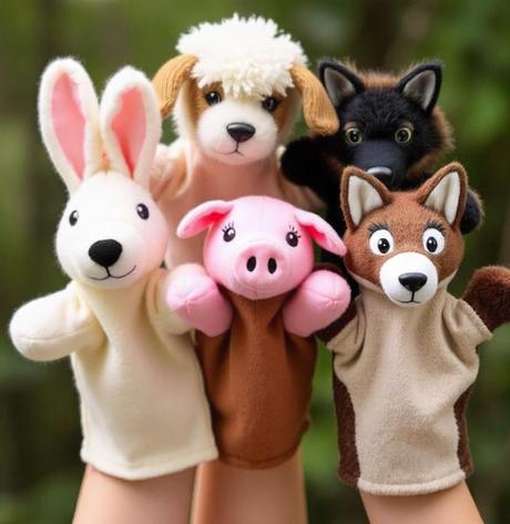 Image: Animal Hand Puppets Set for Kids & Adults