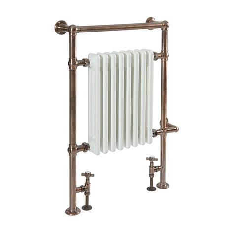 Milano Elizabeth - Brushed Bronze Traditional Dual Fuel Heated Towel Rail - 930mm x 620mm - Choice of Wi-Fi Thermostat and Cable Cover cut out