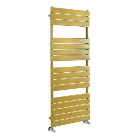 Milano Lustro - Designer Metallic Gold Flat Panel Heated Towel Rail - Choice of Size cut out