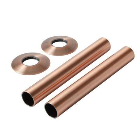 Milano - Antique Copper Radiator Pipe Sleeves (Pair) cut out