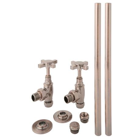 Milano - Traditional Angled Radiator Valve and Pipe Set - Brushed Bronze cut out