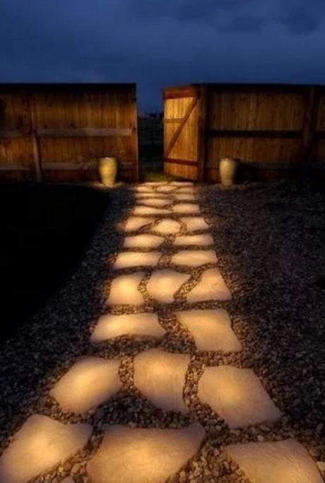 Garden path made of glowing stones