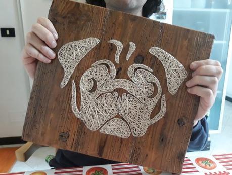 String art portrait of Brunilde the Frenchie dog