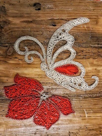 String art hibiscus flower with butterfly