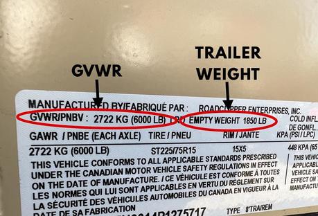 Trailer Weight Sticker