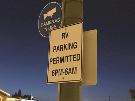 RV Overnight Parking Sign