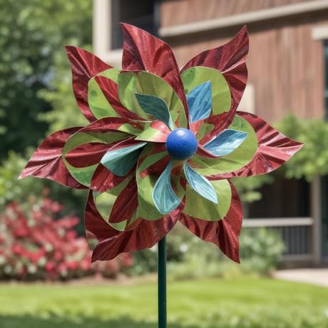 Image: Metal Swivel Classical Two-Color Windmill Wind Spinner