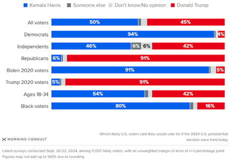 Morning Consult Poll Has Harris With 5-Point Advantage