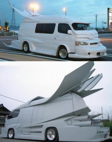 White Modified Japanese Van