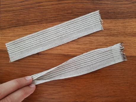 Making the ring straps for my embroidery project travel bag.