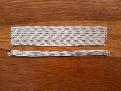 Making the ring straps for my embroidery project travel bag.