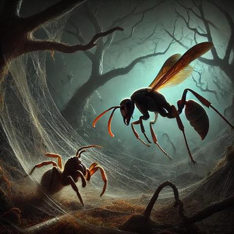 The Parasitoid Wasp vs The Spooked Spider