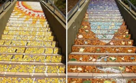 Mosaic artwork on stairs