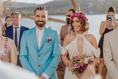 Vibrant wedding in Kea featuring fuchsia details | Marina & Aimilios