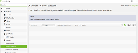 Scraping JSON Schema with Screaming Frog Custom Extraction