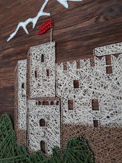 String art landscape: the castle of Zavattarello