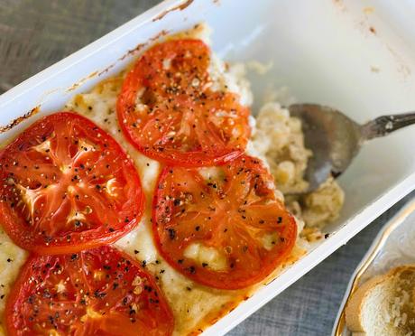 Baked Macaroni & Cheese with Sausage & Tomato