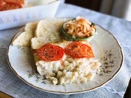 Baked Macaroni & Cheese with Sausage & Tomato