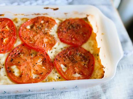 Baked Macaroni & Cheese with Sausage & Tomato