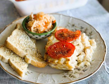 Baked Macaroni & Cheese with Sausage & Tomato