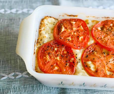 Baked Macaroni & Cheese with Sausage & Tomato