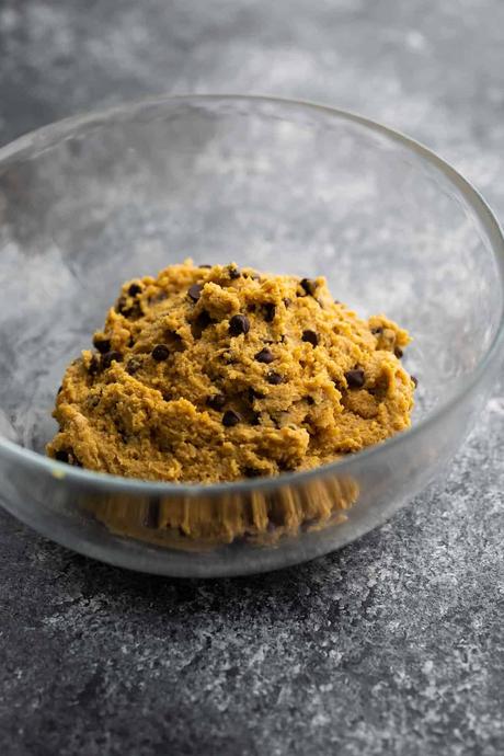 Chickpea Cookie Dough served in glass bowl