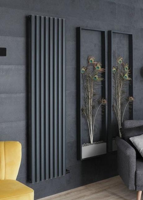 anthracite milano ardus electric hetater in a gray living room