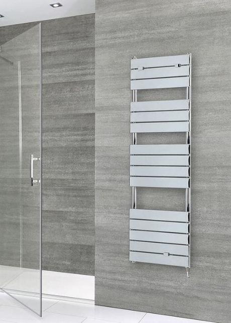 milano lustro electric heated towel rail in a modern bathroom