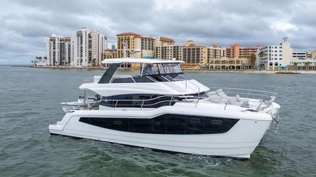 Aquila 50 Yacht at anchor