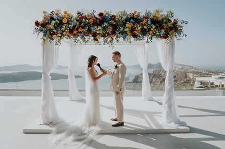 Santorini wedding with pops of color in jewel tones | Lauren & Evan