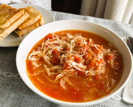 Sweet & Sour Cabbage & Tomato Soup