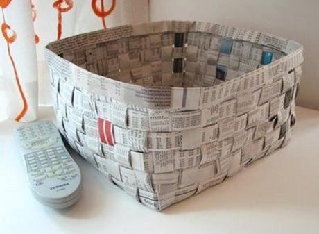 Old Newspapers Turned into a Basket