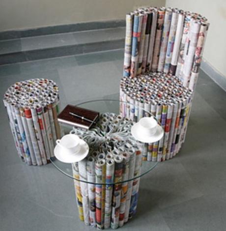 Old Newspapers Turned into Furniture