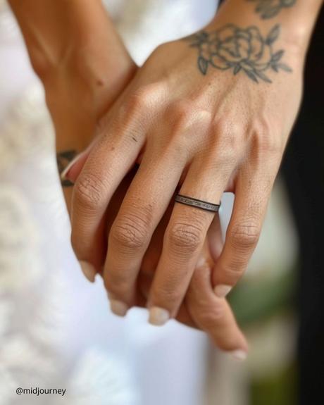 wedding ring tatoos tender tatoo that simulate real wedding woman ring midjourney