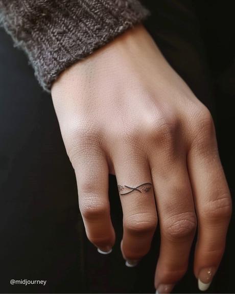 wedding ring tatoos simple tattoo in the form of the infinity sign on the ring finger midjourney