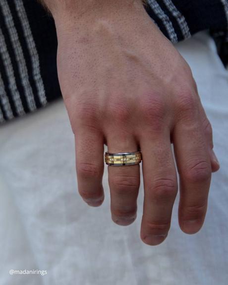 engagement rings for men wedding ring gold with insert of white gold in the center by circle and inserts of pebbles