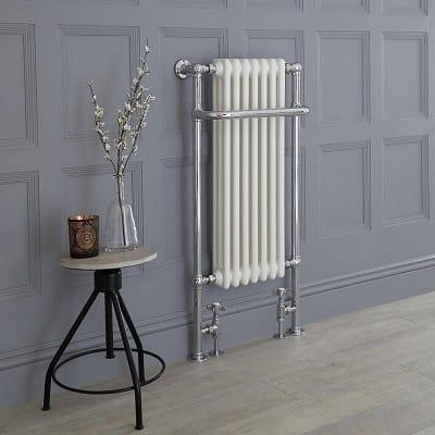 The Milano Elizabeth towel radiator in white.