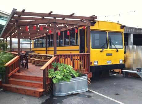 Restaurant in a Yellow School Bus