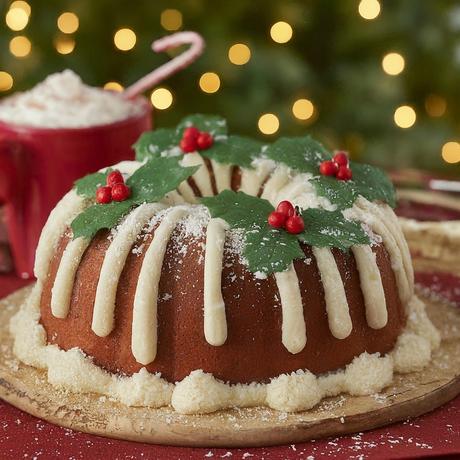 An image of a beautifully decorated Christmas cake