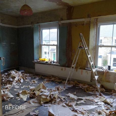 room with an old radiator during a renovation