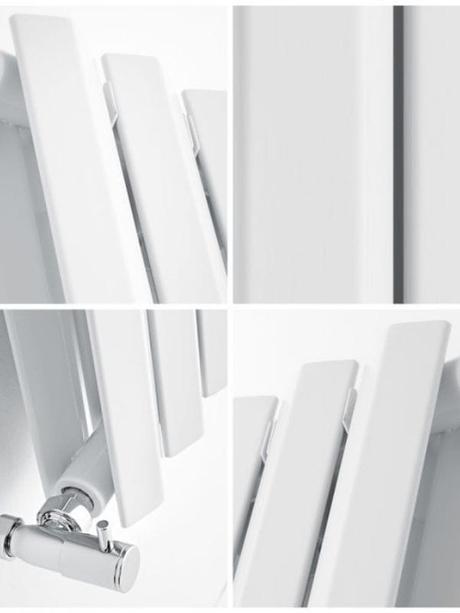 close up quad image of a milano viti vertical radiator