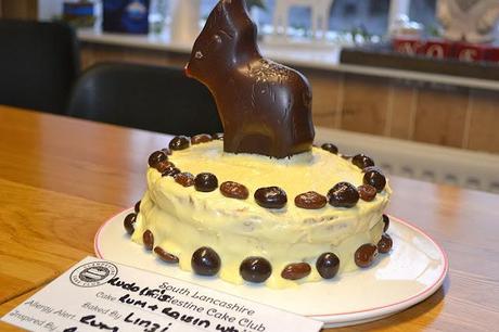 Rudolf's rum and raisin cake with white chocolate ganache