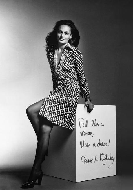 DVF wearing her wrap dress