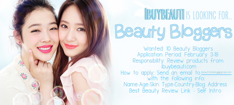 ibuybeauti is looking for 10 bloggers to review Korean beauty products:)